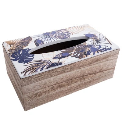 Dřevěná krabička na kapesníky Tropical blue, 24 x 9,5 x 13,5 cm